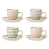 Bloomingville Cécile Espresso Cup, Rose, Steingut 4er-Set