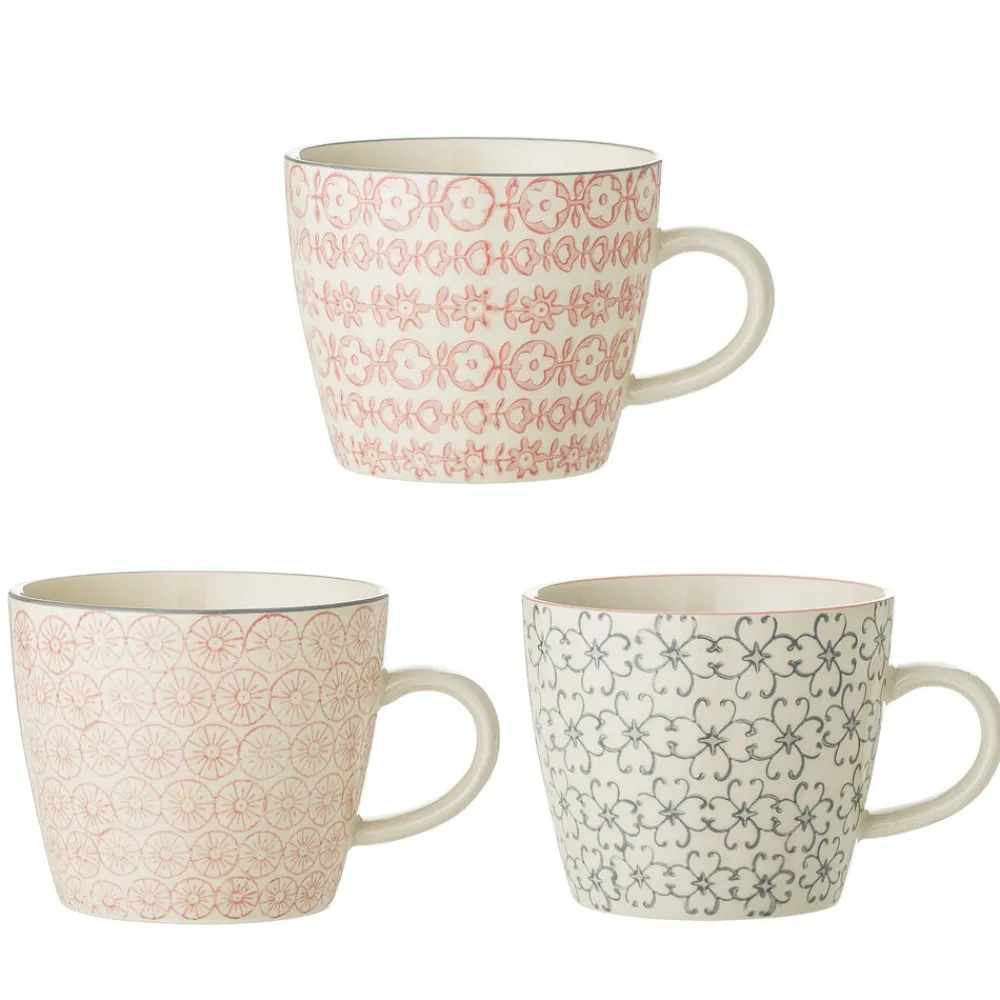 Bloomingville Cécile Tasse groß, Rose, Steingut 3er-Set