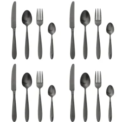 Bloomingville Frea Besteck Set Schwarz, 16-teilig, Edelstahl
