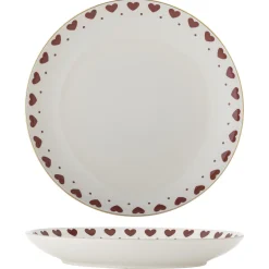 Bloomingville Jolly Teller, Rote Herzen, Steingut