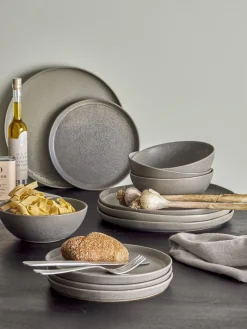 Bloomingville Kendra Geschirr-Set, Grau, Steingut