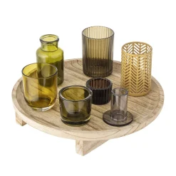 Bloomingville Rundes Sanga Tablett mit Teelichthaltern