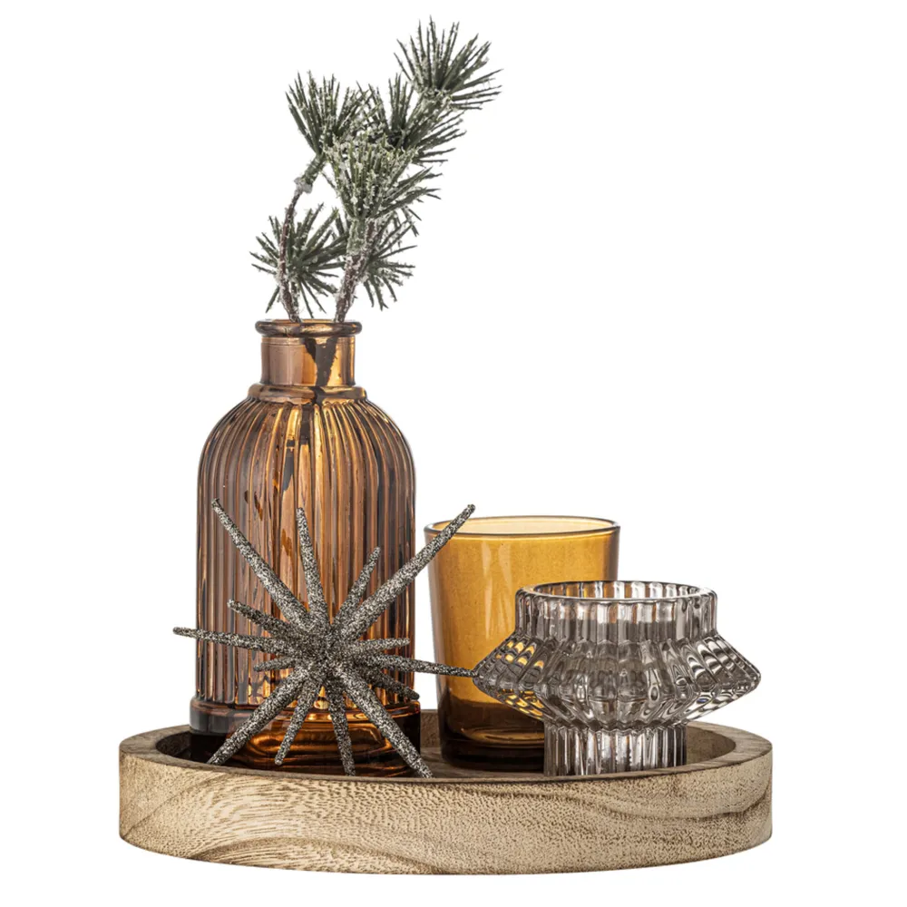 Bloomingville Weihnachtliches Sanga Tablett mit Teelichthaltern, rund