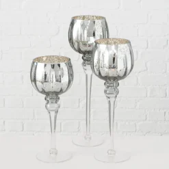 Boltze 3er Set Windlicht Manou silber