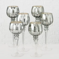 Boltze 3er Set Windlicht Manou silber