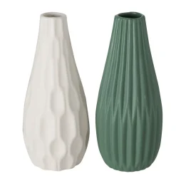 Boltze Hohe Vase Lenja 2er grün