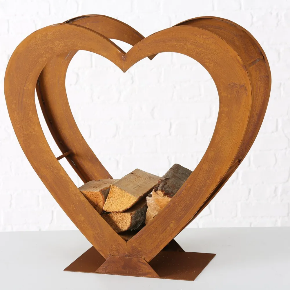 Boltze Kaminholzregal Tobias in Herzform, Edelrost