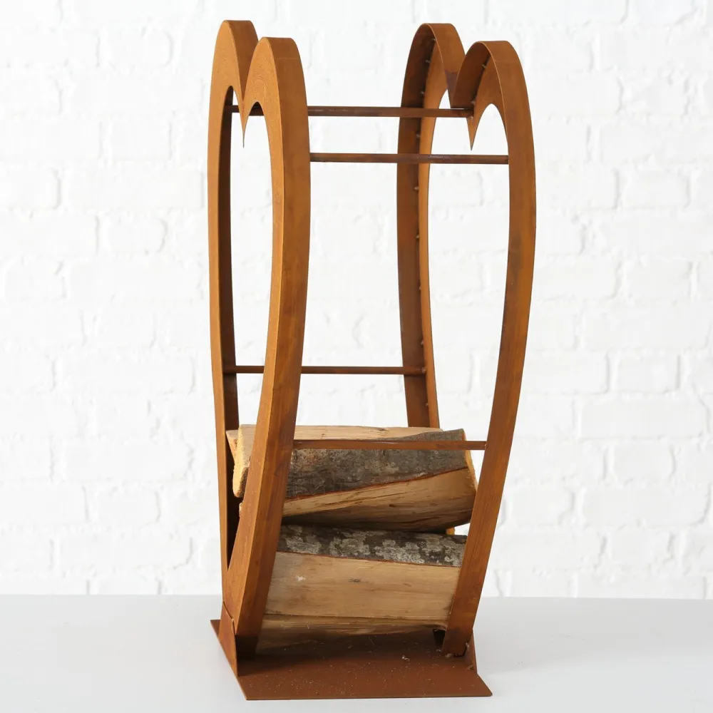 Boltze Kaminholzregal Tobias in Herzform, Edelrost