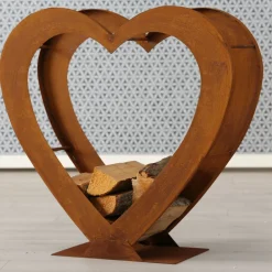 Boltze Kaminholzregal Tobias in Herzform, Edelrost