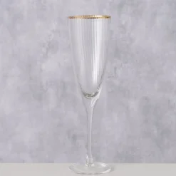 Boltze Sektglas Sofia lang mit Goldrand