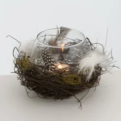 Boltze Windlicht Emil mit Federn