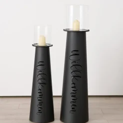 Boltze Windlicht Willkommen aus Eisen, 2er Set