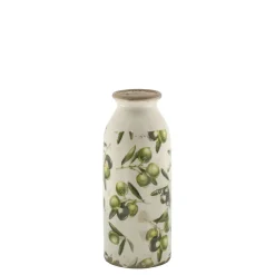 Chic Antique Deko Flasche Olive mit Olivenmuster