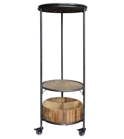 Chic Antique Display auf Rädern mit 3 Regalen und 3 Holzkisten