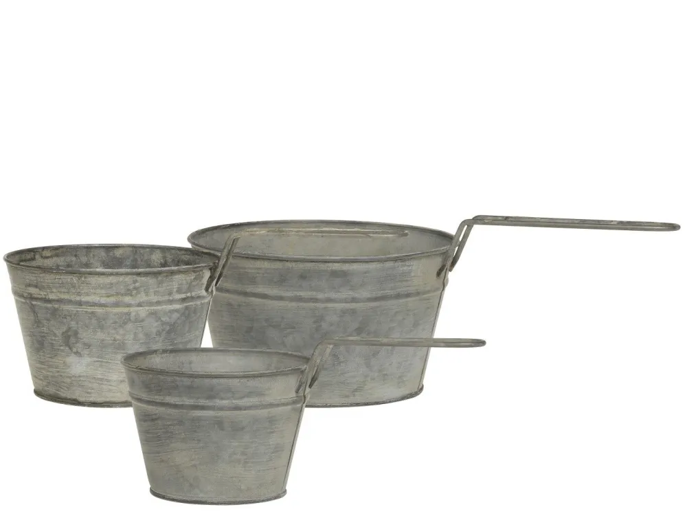 Chic Antique Eisen Blumentopf mit Griff im Set