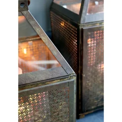 Chic Antique Eisen Laterne mit Glasdach