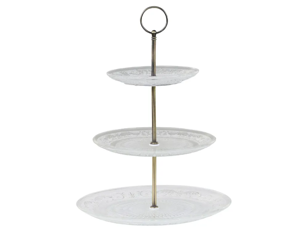 Chic Antique Etagere mit 3 Glastellern