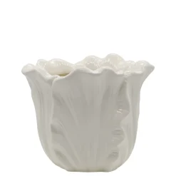 Chic Antique Fayence Blumentopf mit Blätter