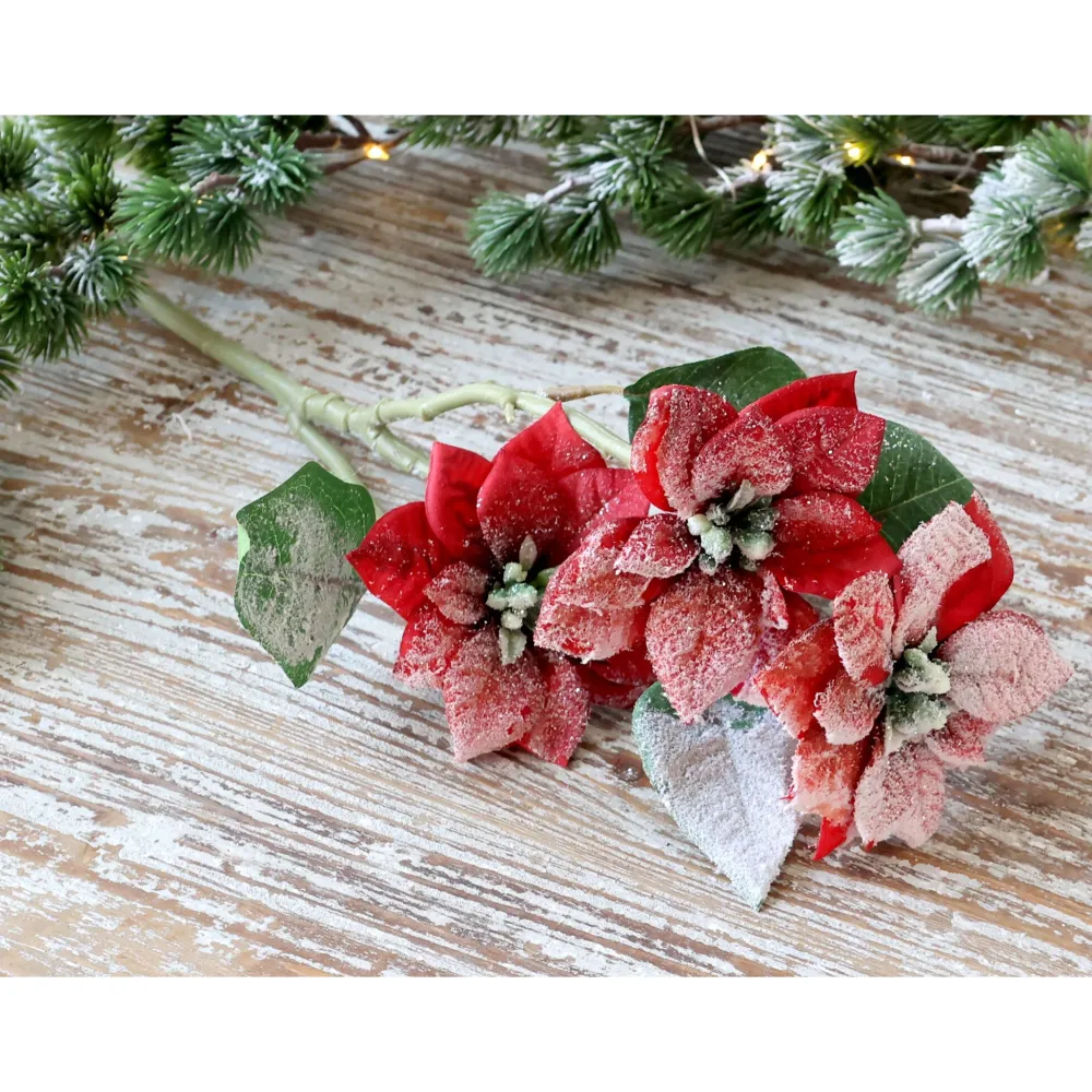 Chic Antique Fleur Weihnachtsstern mit Schnee und Glitzer