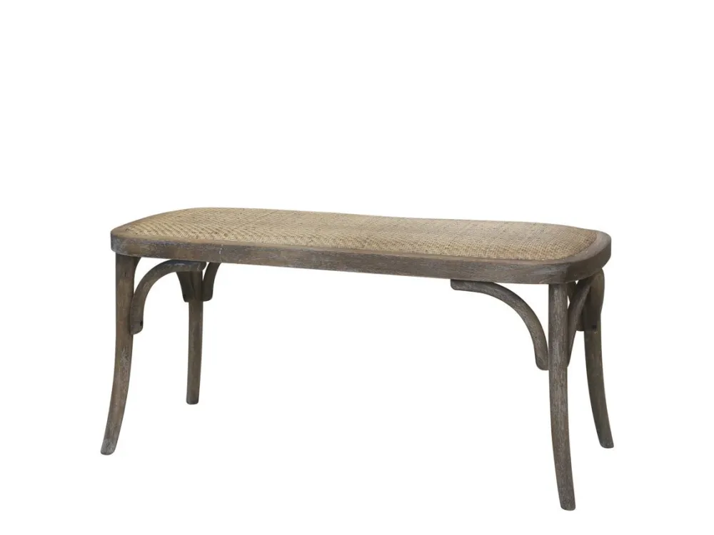 Chic Antique Französische Sitzbank aus Rattan