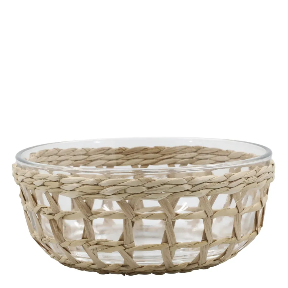 Chic Antique Glasschüssel mit Flechtkorb