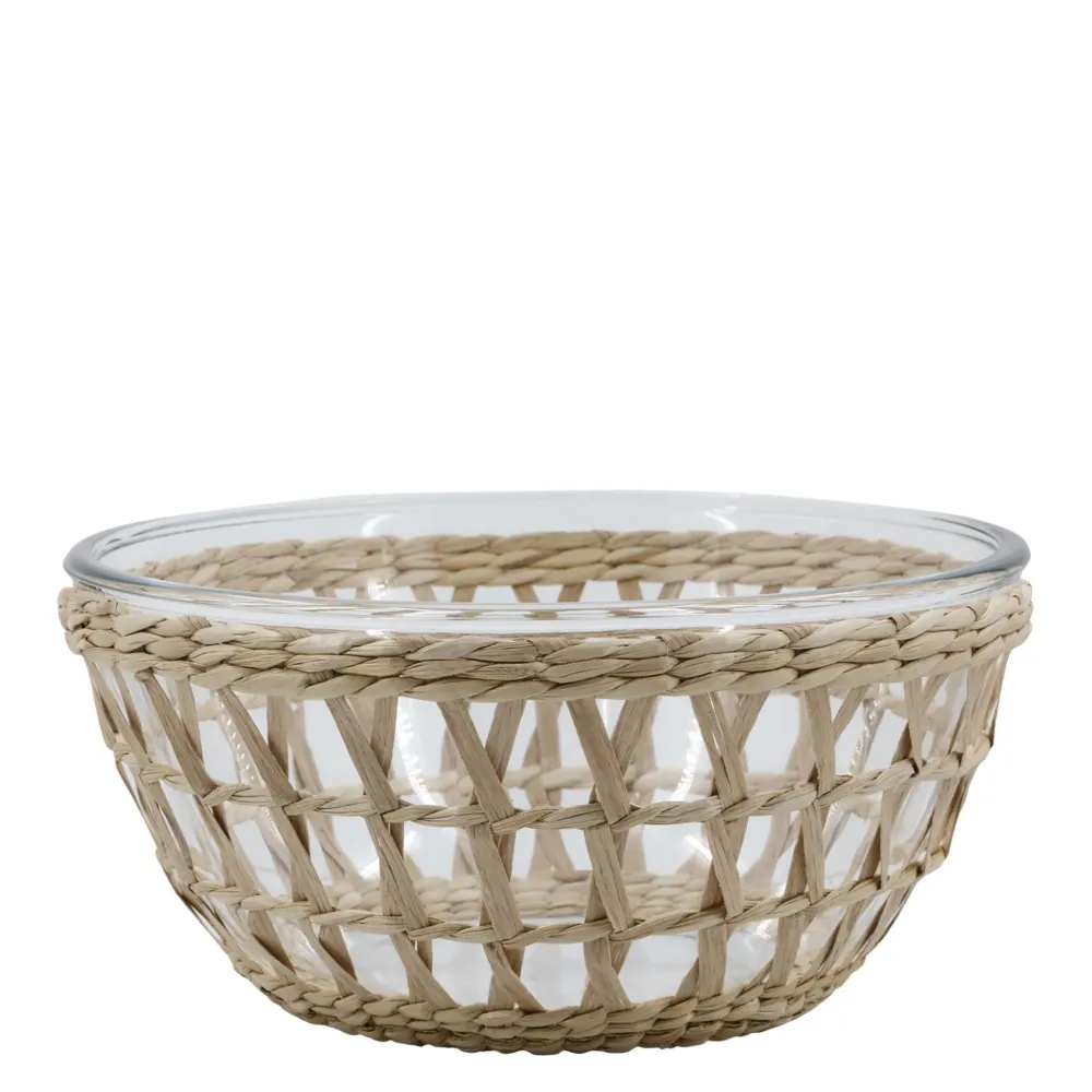 Chic Antique Glasschüssel mit Flechtkorb