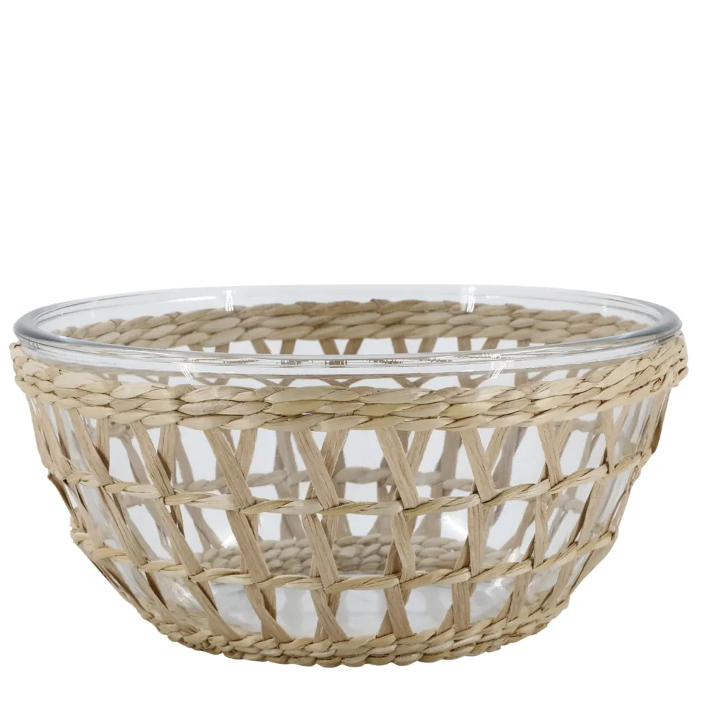 Chic Antique Glasschüssel mit Flechtkorb