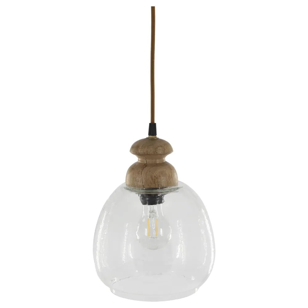 Chic Antique Hängelampe, Lampe mit Holzzierhülse