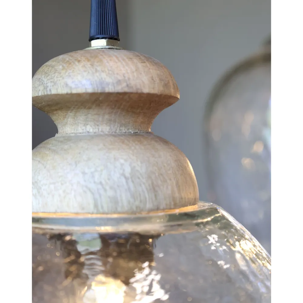 Chic Antique Hängelampe, Lampe mit Holzzierhülse