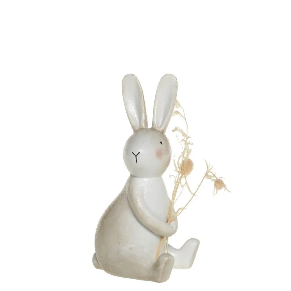 Chic Antique Kaninchen mit Blumen sitzend