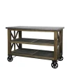Chic Antique Kücheninsel auf Rädern mit Zinktop und Regalen