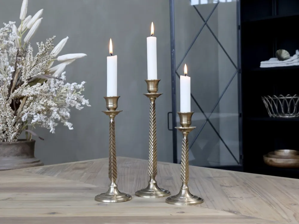 Chic Antique Kerzenständer für Stabkerze antique messing