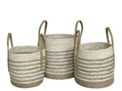 Chic Antique Korbset aus getrocknetem Gras