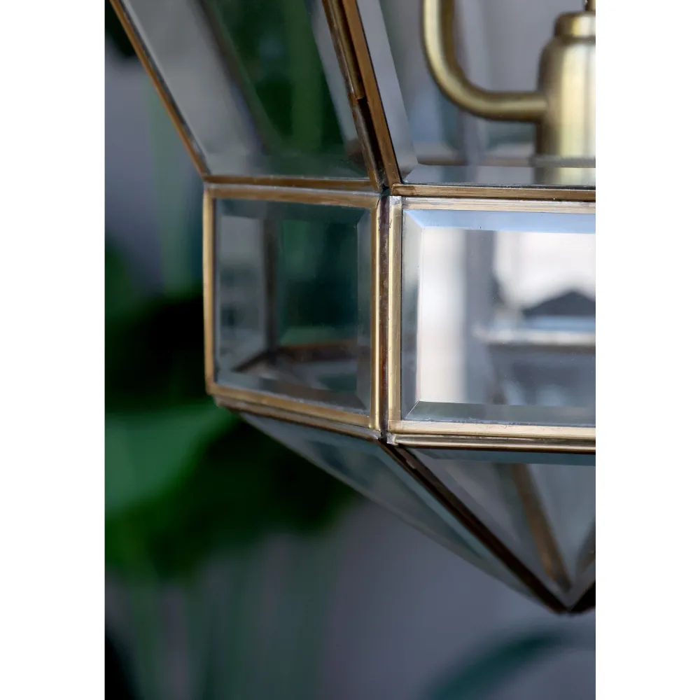 Chic Antique Kronleuchter Antik Messing mit Glas