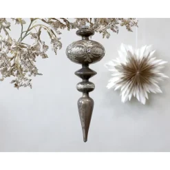 Chic Antique Ornament aus Glas mit Glitzer