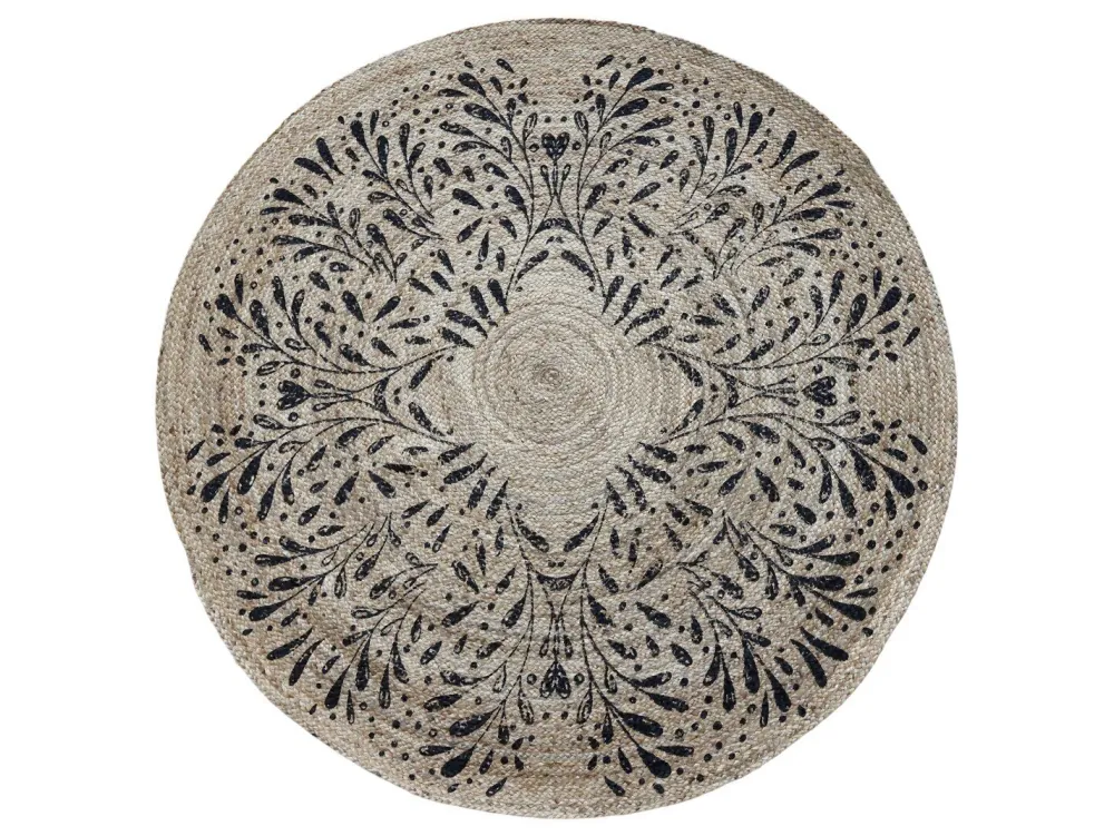 Chic Antique Runder Teppich aus Jute mit Muster