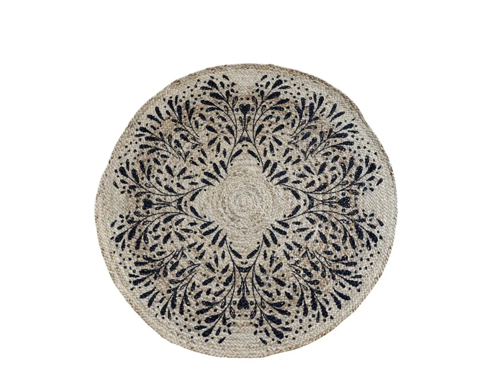 Chic Antique Runder Teppich aus Jute mit Muster