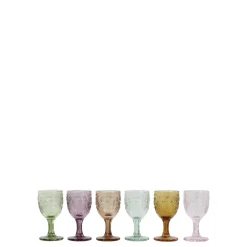 Chic Antique Saint-Émilion kleine farbige Likör Gläser mit Fuß 6er