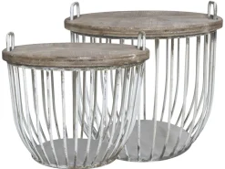 Chic Antique Shabby Sofatisch mit Holzdeckel 2er Set