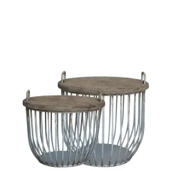 Chic Antique Shabby Sofatisch mit Holzdeckel 2er Set