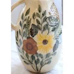 Chic Antique Steingut Kanne mit Blumenmotiv