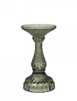 Chic Antique Stumpenkerzenständer mit Diamantschnitt olive