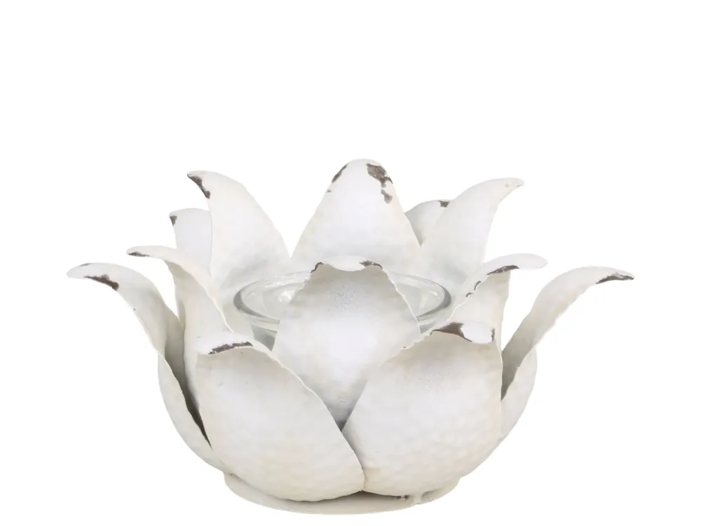 Chic Antique Teelichthalter Blume aus Eisen