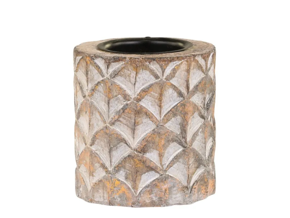 Chic Antique Teelichthalter Mangoholz mit Muster