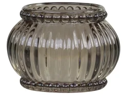 Chic Antique Teelichthalter mit Rillen & Perlenkante mokka