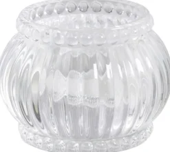 Chic Antique Teelichthalter mit Nuten und Perlenkante