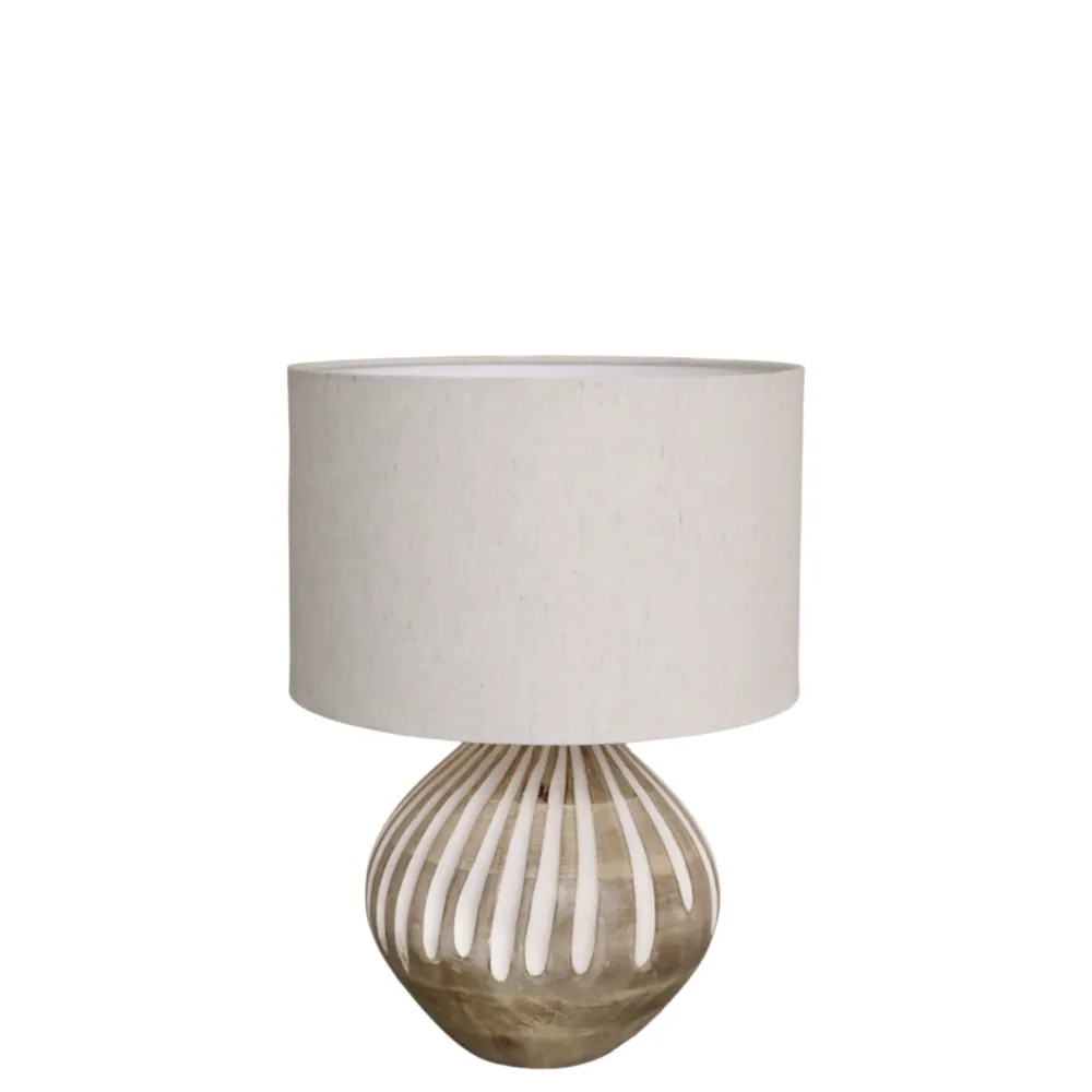 Chic Antique Tischlampe mit Muster und Leinen Lampenschirm