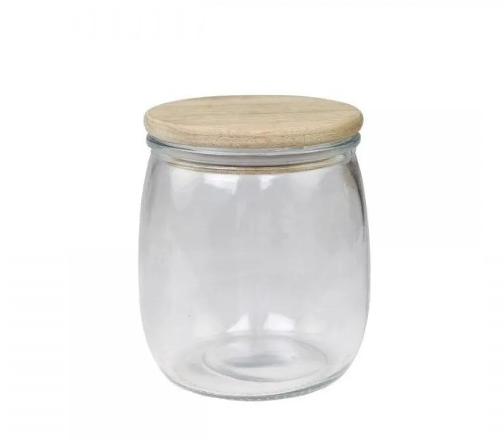 Chic Antique Vallet Aufbewahrungsglas mit Holzdeckel rund