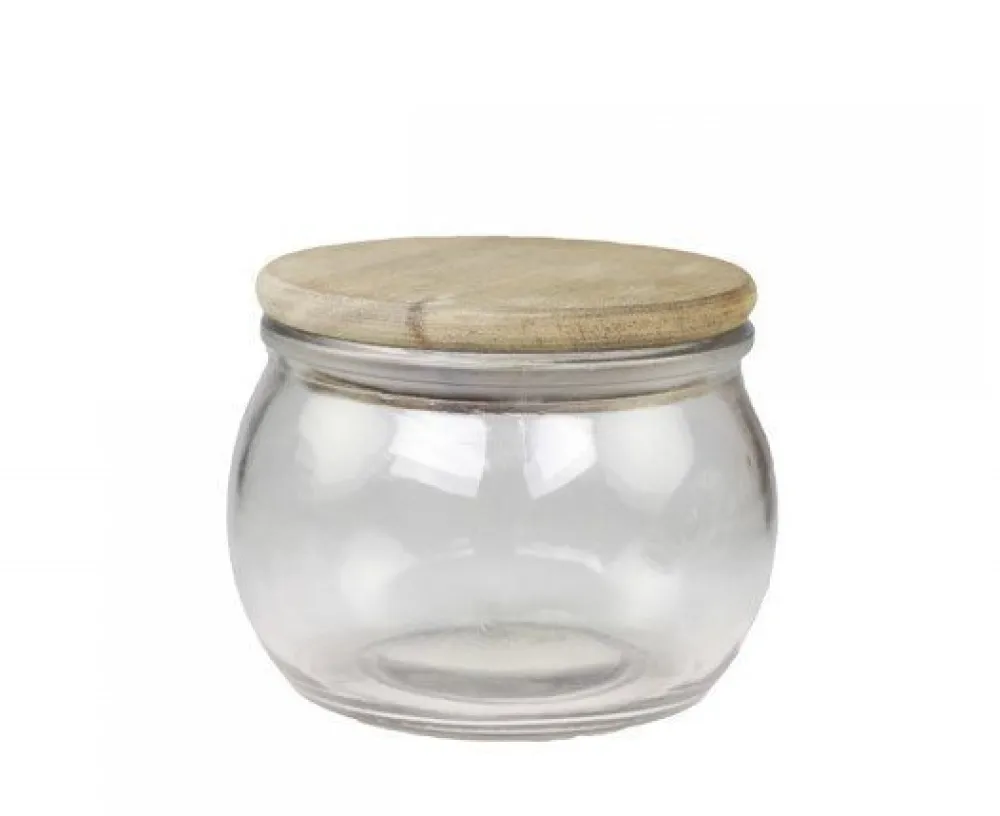 Chic Antique Vallet Aufbewahrungsglas mit Holzdeckel rund
