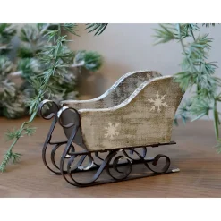 Chic Antique Vintage Schlitten mit Schneeflocke